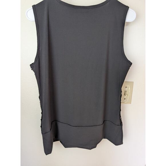 Vintage-Inspired Worthington Black Sequin Tank Top | Glam Party Sleeveless... - Picture 5 of 7